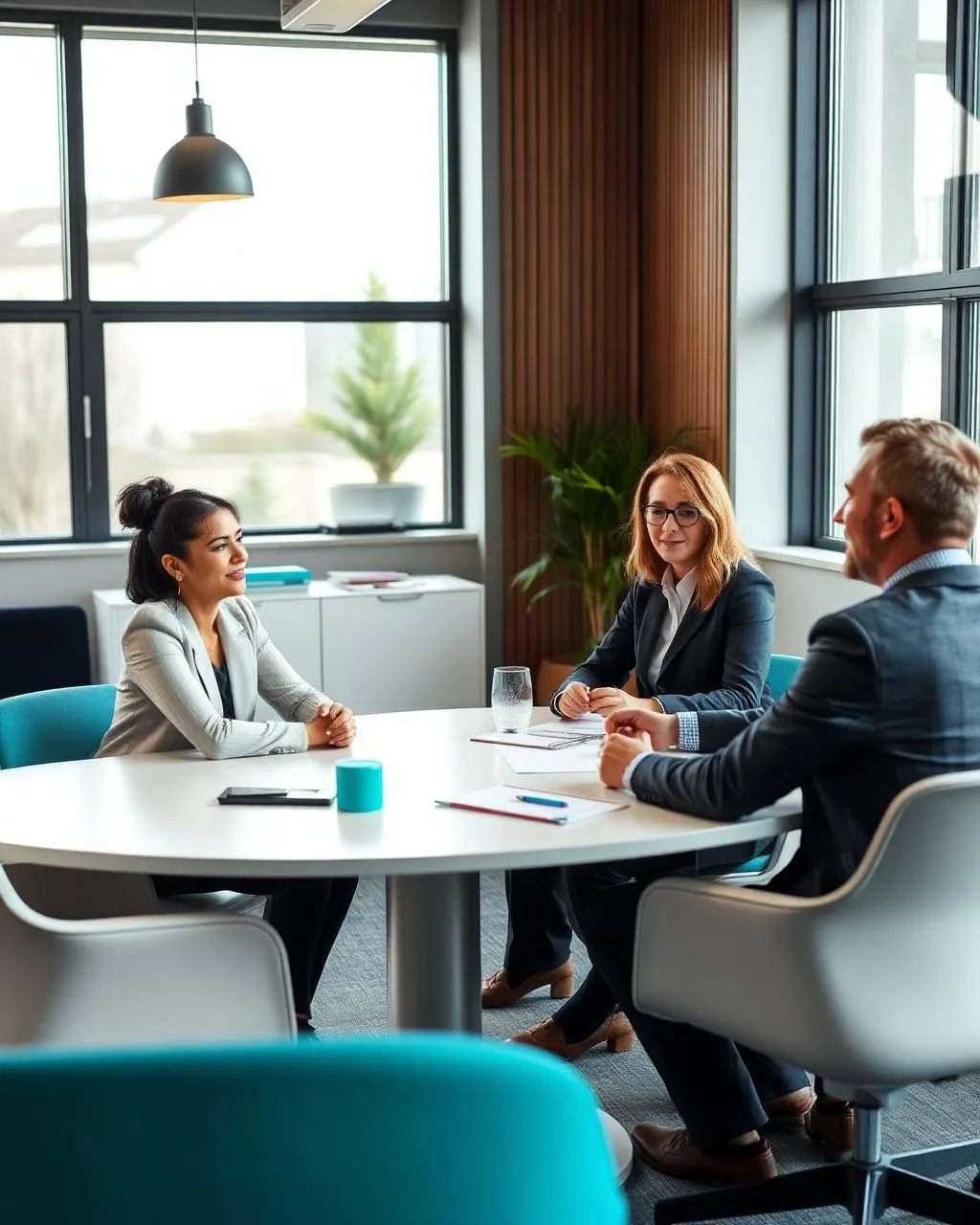 Manager mediating a workplace conversation